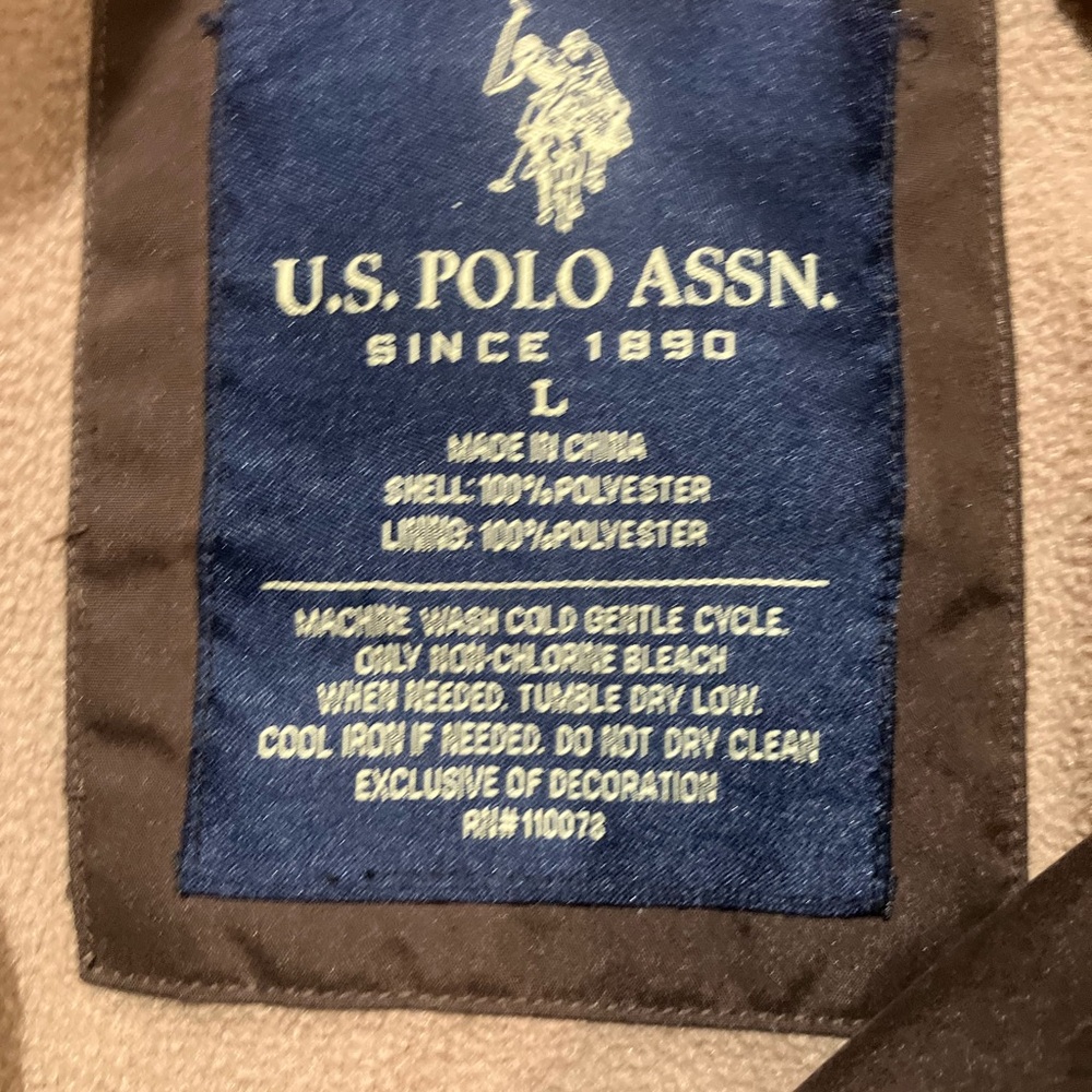 US POLO ASSN.  Men's Brown Bomber Style Jacket Full Zip‎ Fleece Lining Size L - Picture 6 of 9